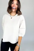 3/4 Sand Beige Balloon Sleeve Top