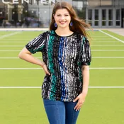 10746 - Multi Color Sequin Half Sleeve Top