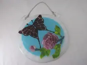 “Stained Glass” Butterfly over Peonies Wall Sculpture