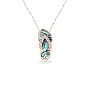 Classic Hawaiian Slipper Pendant with Abalone and Diamonds