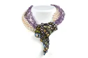 Amethyst and Pearl Snake Choker (CHSNK-39)