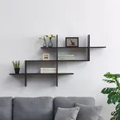 3-Tier Rustic Hanging Wall Mount Floating Ladder Accent Shelf with Criss Cross Asymmetrical Modern Design