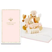 3D Gold Ring Pop Up Design Engagement Congratulations Celebration Card