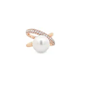South Sea Pearl and Pave Diamond Ring