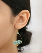Amazonite Large Cluster Hoop Gold Earrings by Sage Machado