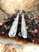 Genuine Sterling Silver Authentic Native American Navajo Made Stamped Dangle Earrings