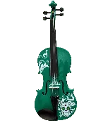 Cinco de Mayo Emerald Green Violin Outfit | Sugar Skull Design & Carbon Fiber Bow