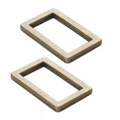 1" Flat Rectangle Rings - Antique Brass - Set of 2