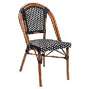 Aluminum Bamboo Patio Chair With Black & White Rattan