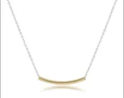 16” Necklace Sterling Mixed Metal-Bliss Bar Small Gold