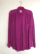 70s Purple French Connection Crinkle Blouse