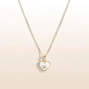 18k Gold-Plated and White Enamel Evil Eye Diamond Heart Necklace