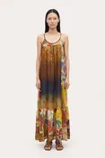 Artistic Patchwork Print Halter Maxi Dress