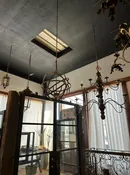 Antique Italian Wood and iron chandelier