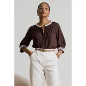 Abstract Applique Popover Blouse