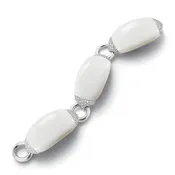 Boat Link Bracelet in White Ceramic & Diamond