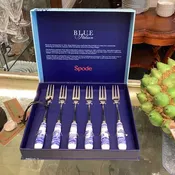 6 Spode Blue Italian Pastry Forks
