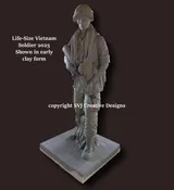 Life-Sized Vietnam Soldier Statue with Towel