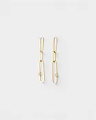 14K Diamond Paper Clip Dangle Earrings
