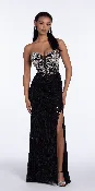 Beaded Strapless Sequin Column Dress with Ruching