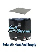 145K BTU'S POOL HEATER HEAT PUMP BY GULF STREAM WITH DISCONNECT & ELECTRIC WHIP+CONDENSER PAD