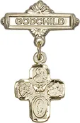 4-Way Cross Godchild Baby Pin - Catholic Baptism Gift