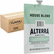 Alterra Freshpack Decaf House Blend Coffee Compatible with Flavia Aroma, Flavia Barista, FLAVIA Creation 600, Flavia Creation 500, Flavia Creation 200, Flavia Creation 150, Flavia Creation 300 - Light - Freshpack - Decaffeinated - 100 / Carton
