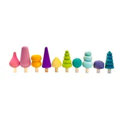 10 Pcs STAINED Wooden Trees Set in Pastel/Macaron Colors