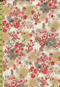 Japanese - Naka Drums, Balls & Flowers - Crepe Like Texture - N-2500-136D - Ivory - By the Half Yard