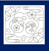 Sashiko Pre-printed Sampler (Olympus) - # 2018 - Toy Lambs & Blossoms - Navy
