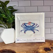 Blue Poppy Designs Blue Crab Beginner Needlepoint Kit – 4” x 6” on 13 Mesh
