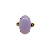 14K Gold Lavender Jade & Diamond Ring Circa 1960