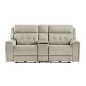 Celeste Power Double Reclining Love Seat With Center Console, Power Headrests, Hidden Arms Cup Holders, Charging Ports And Wireless Charger
