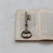 6-1/4"L Cast Iron Key Shaped Bottle Opener, Antique Brass