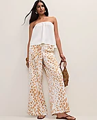 Animal Print Easy Wide-Leg Pant in Satin