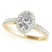 14K Gold Oval Diamond Halo Engagement Ring
