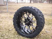 14 Inch Machined Fusion Golf Cart Wheels With 22x10-14 Street Tires, Set of 4