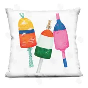 2021 Co. | Vibrant Coastal Buoys over White Throw Pillow
