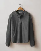 Men's Broken-In Premium Slub Long Sleeve Henley - Grey Pinstripe
