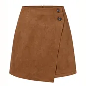 Éléonore | Mini Jupe Portefeuille Trapèze Suédine Beige