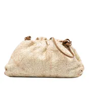 Beige Bottega Veneta Crackled Calfskin The Mini Pouch Crossbody