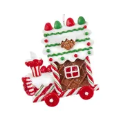 Candy Cane Gingerbread Locomotive Ornament