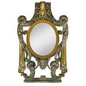 17th Century French Renaissance Silver Gold Giltwood Mirror