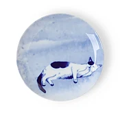 Blue Ceramic Cat Plate - On Side