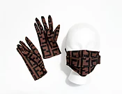Designer Fashion Face Mask And Matching Gloves 2 Piece Set Brown — IDIL VICE Fashion