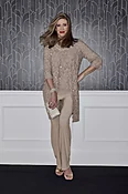 Lace Pantsuit with Jeweled Neckline