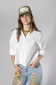 Back Pleat Button Down Blouse - White