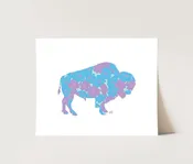 Floral Paper Bison - Giclee Print