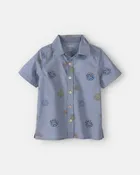 Toddler Boy Patchwork Poplin Short-Sleeve Button-Down Shirt - Blue