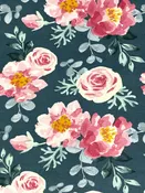 Dark Frosted Teal/Charm Pink/Multi Rayon/Lycra Floral Print Jersey Knit 60W